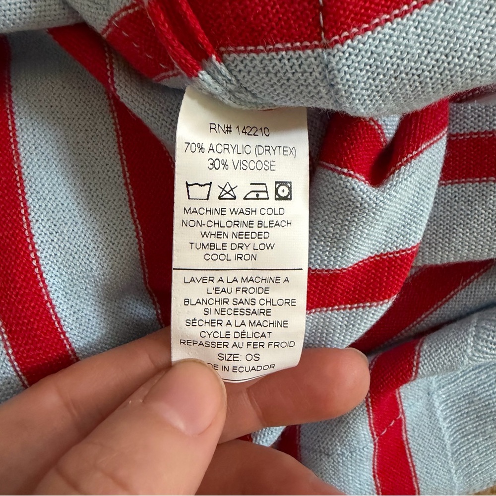 Mersea Light Blue and Red Striped Crewneck Sweater. In excellent condition. - Picture 8 of 12